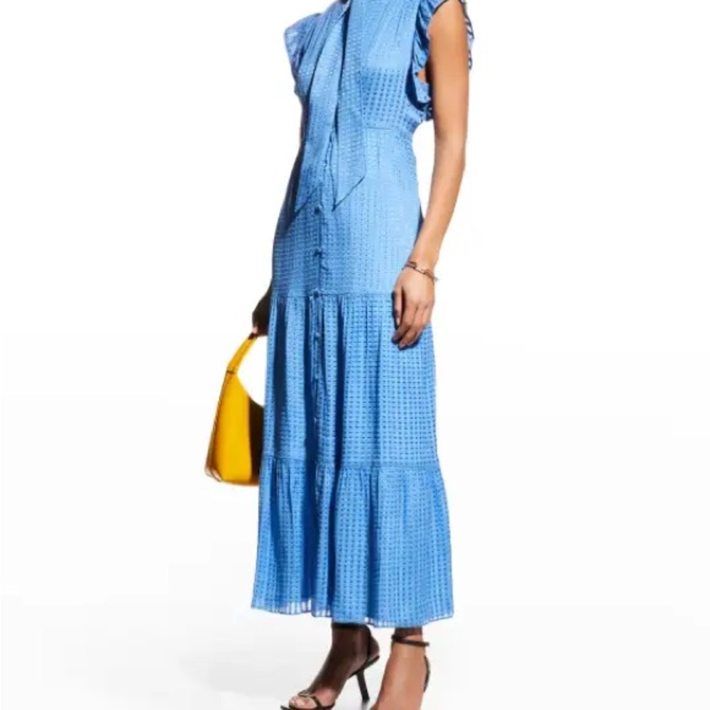 Marie Oliver Kylee Dress Navy Ocean Maxi Dress Frill Ruffle Bow Feminine S Chic - Picture 3 of 10